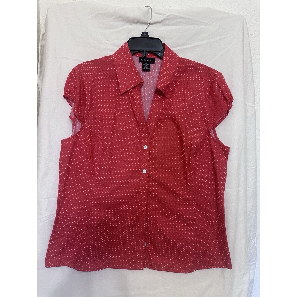 Rafaella Classic Chic Red With White Polka Dots Cap Sleeve 100% Cotton Size XL